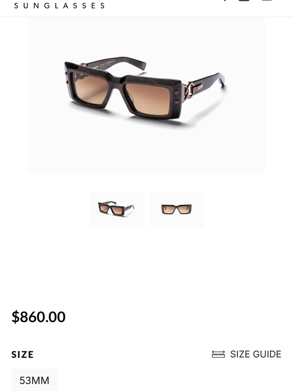 Balmain Brown Tortoiseshell Rectangular Sunglasses with Gradient Lenses